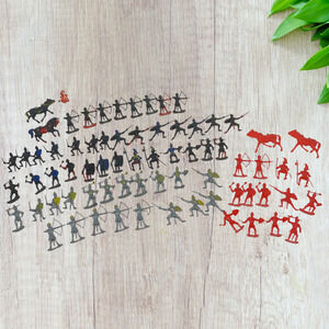 Lot of 71 Vintage Marx Medieval Knights Soldiers Archers Horses Plastic Figures